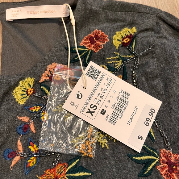 Zara Embroidered Mini Dress with ruffles and beads - Picture 9 of 13